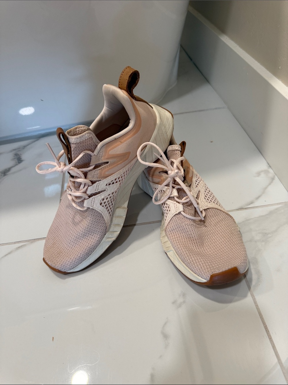Reebok Women’s Blush Pink Mesh Athletic Sneakers with Tan Accents